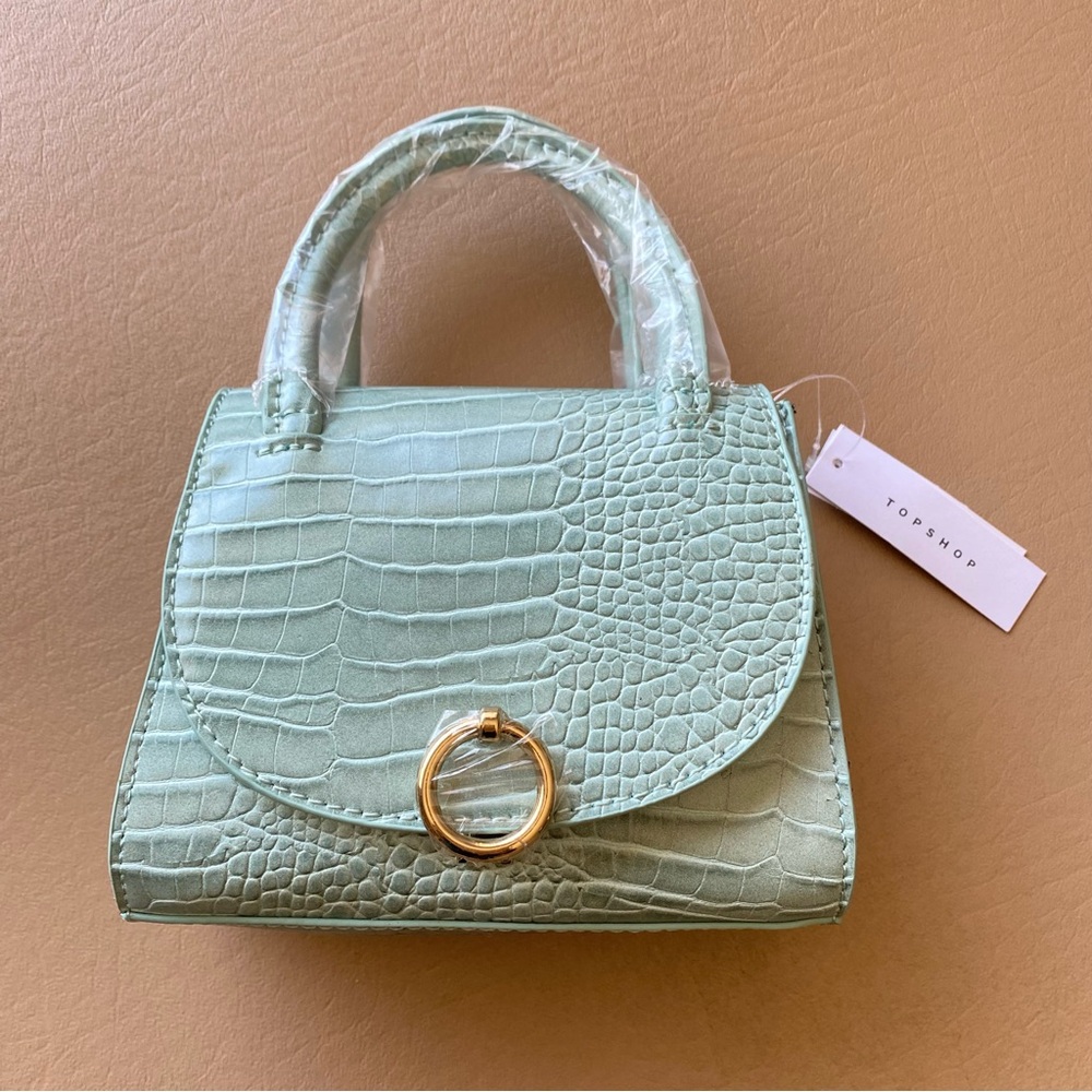 NWT Topshop blue faux croc skin mini bag